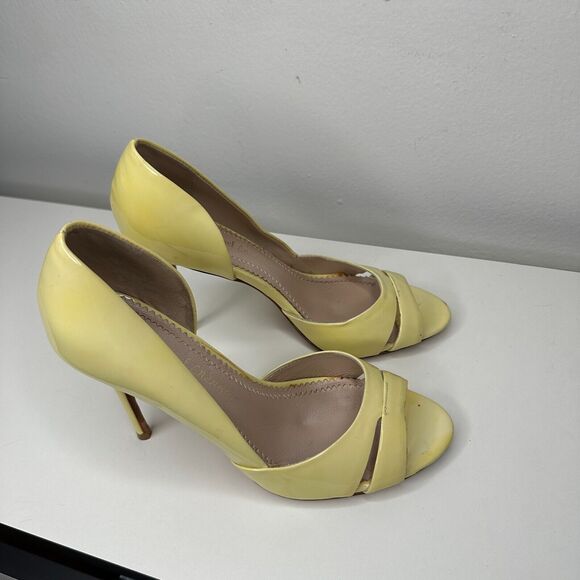 Jean-Michel Cazabat Yellow Olina Open-Toe D'Orsay Leather Stiletto Heel 38 7.5 - Picture 8 of 10
